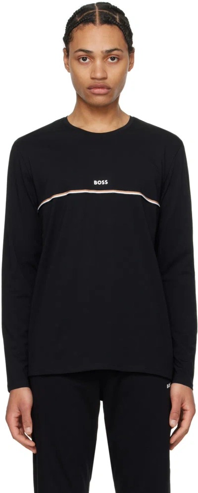 Hugo Boss Black Signature Stripe Pyjama Shirt In 001-black