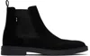 Hugo Boss Black Signature Stripe Suede Chelsea Boots In Black