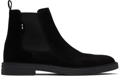 Hugo Boss Black Signature Stripe Suede Chelsea Boots