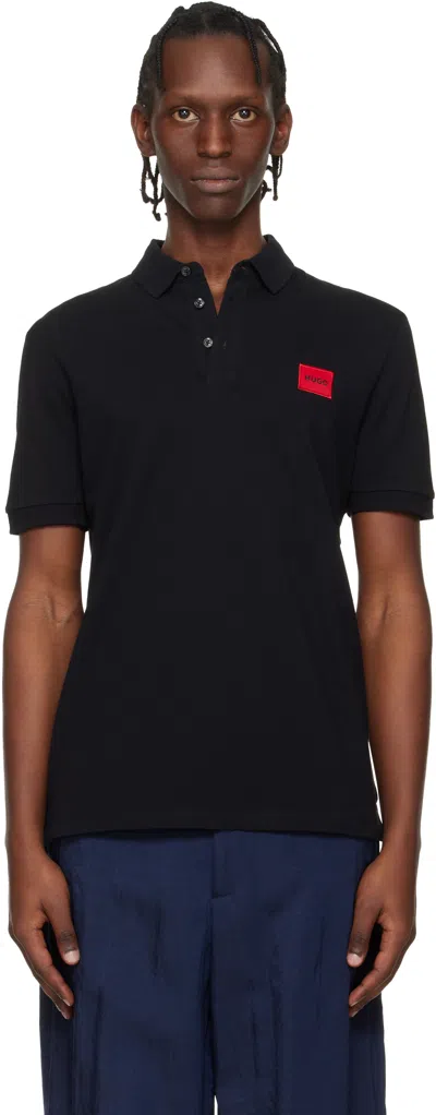 Hugo Boss Black Slim-fit Red Logo Label Polo In Blue