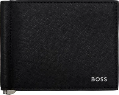 Hugo Boss Black Small Clip Bifold Wallet In 001-black