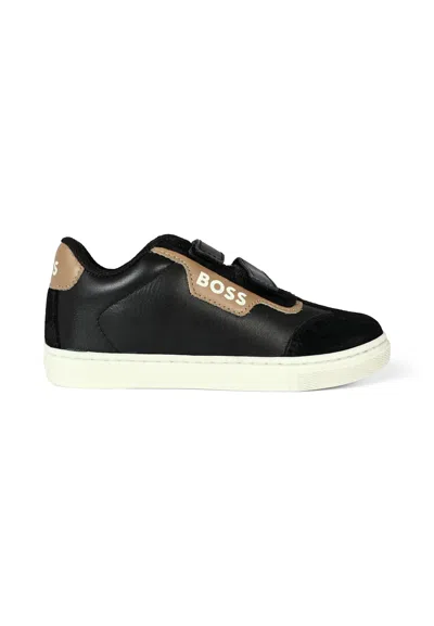 Hugo Boss Kids' Black Sneakers For Boy With Logo
