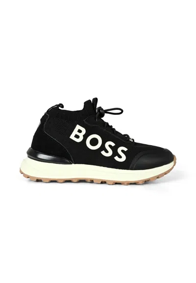 Hugo Boss Kids' Black Sneakers For Boy With Logo