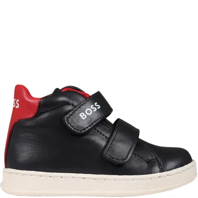 Hugo Boss Kids' Black Sneakers For Boy With Logo