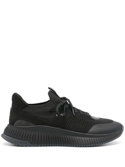 Hugo Boss Black Sock Sneakers With Knitted Upper And Herringbone Sole