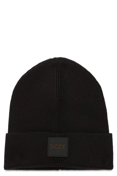 Hugo Boss Black Solid Beanie Cap