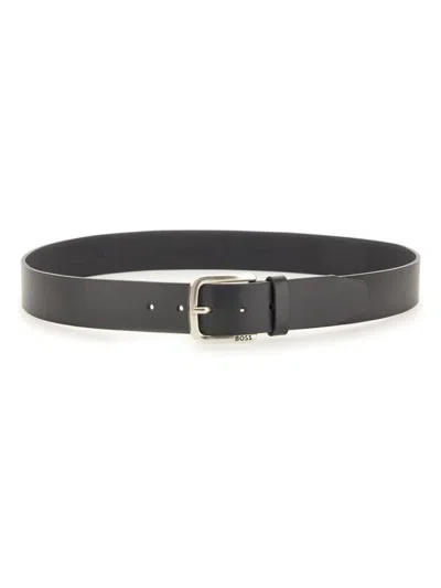 HUGO BOSS MEN BLACK SOLID BUCKLE BELT