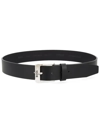 HUGO BOSS MEN BLACK SOLID BUCKLE BELT