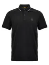 Hugo Boss Black Solid Shirt Collar Polo In Black