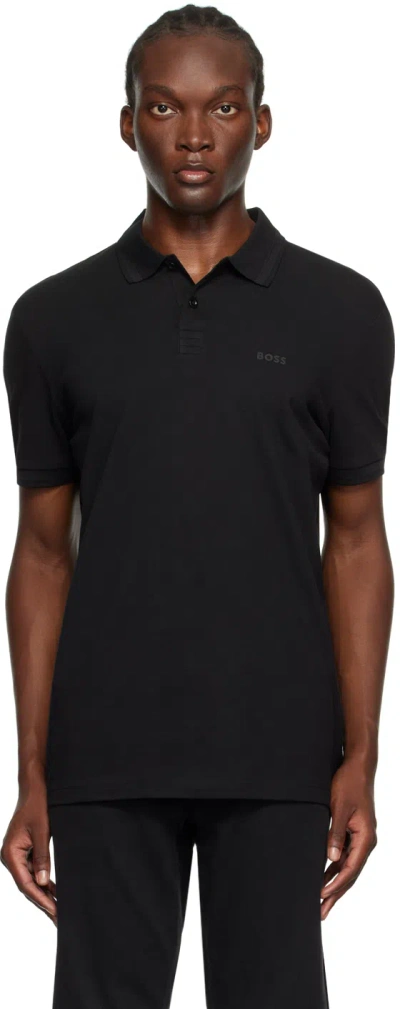 Hugo Boss Black Spread Collar Polo In 001-black