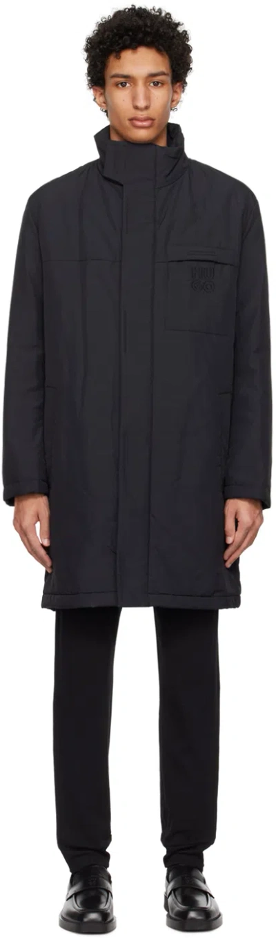Hugo Boss Black Stacked Coat In Black 001