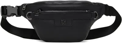 Hugo Boss Black Stacked Logo Faux-leather Belt Bag In 001-black