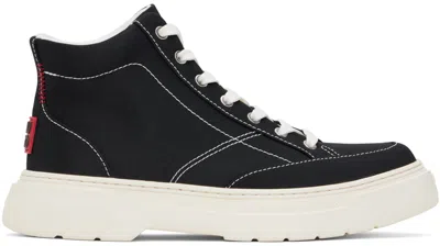 Hugo Boss Black Stacked Logo Sneakers In 001-black