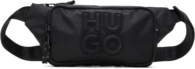 Hugo Boss Black Stacked Logo Zip-up Belt Bag In 001-black