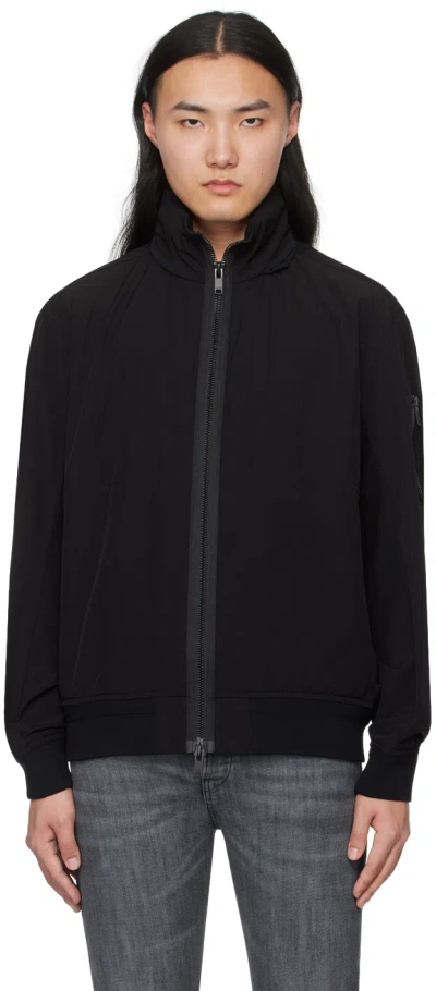 Hugo Boss Black Stand Collar Jacket In 001-black