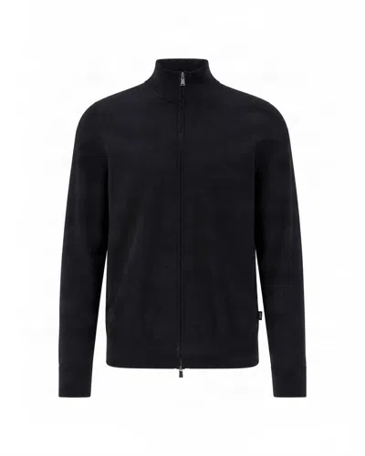 Hugo Boss Black Stand Collar Zip-up Virgin Wool Sweater
