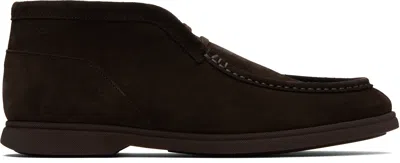 Hugo Boss Black Stitching Details Suede Desert Boots In Brown