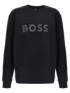 Hugo Boss Logo-print Ribbed Cotton Sweatshirt In Black