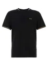 Hugo Boss Stretch-cotton T-shirt With Stripes And Logo In 006black