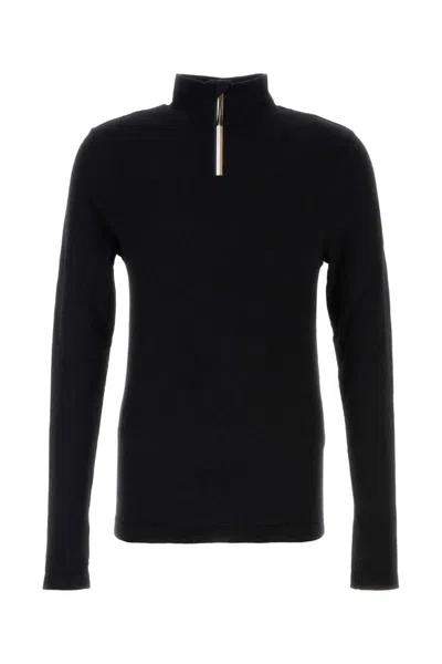 HUGO BOSS MEN BLACK STRETCH WOOL SWEATER, S LUXURY SWEATERS & KNITWEAR FOR MEN DARVEYS