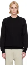 Hugo Boss Black Stripe Knit Sweater In 001-black