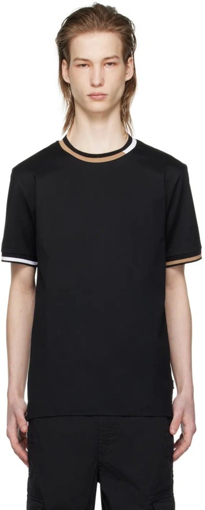 Hugo Boss Black Striped T-shirt In 001-black