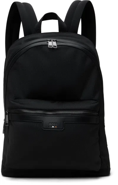 Hugo Boss Black Structured Backpack In 001-black