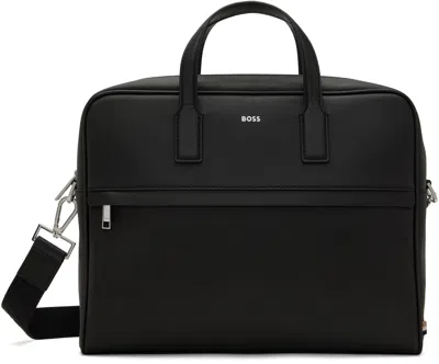 Hugo Boss Black Structured Briefcase In 001-black
