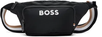 Hugo Boss Black Structured Logo Belt Bag In 001-black