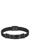 Hugo Boss Black-suede Braided Cuff With Logo Plate Men's Jewellery Size M In Assorted-pre-pack
