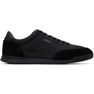 Hugo Boss Black Suede-trim Ribbed Sole Sneakers
