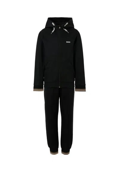 Hugo Boss Kids' Black Suit For Boy With White Logo