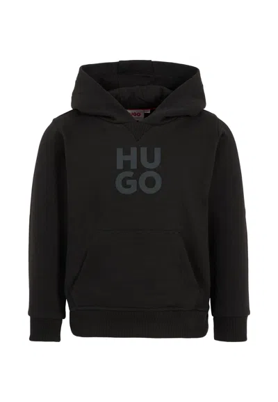 Hugo Boss Kids' Black Sweatshirt For Boy With Logo