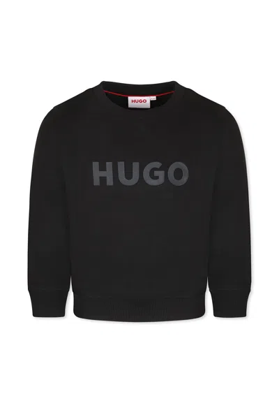 Hugo Boss Kids' Black Sweatshirt For Girl With Logo