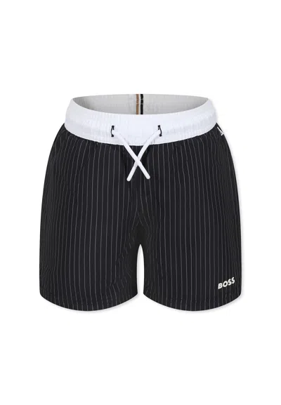 Hugo Boss Kids' Black Swim Shorts For Boy With Logo