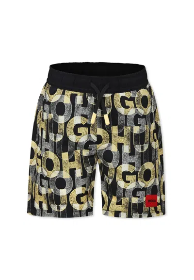 HUGO BOSS BLACK SWIM SHORTS FOR BOY WITH LOGO