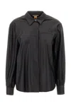Hugo Boss Black Synthetic Leather Shirt In 001