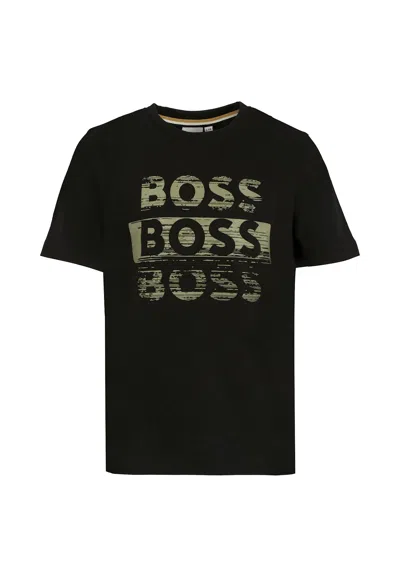 Hugo Boss Kids' Black T-shirt For Boy With Logo