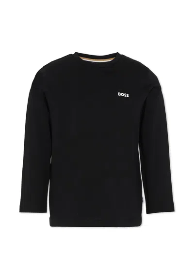 Hugo Boss Kids' Black T-shirt For Boy With Logo