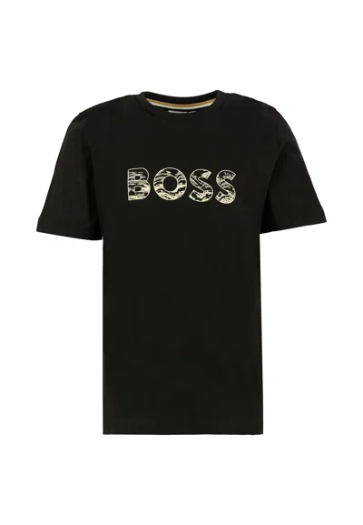 Hugo Boss Kids' Black T-shirt For Boy With Logo