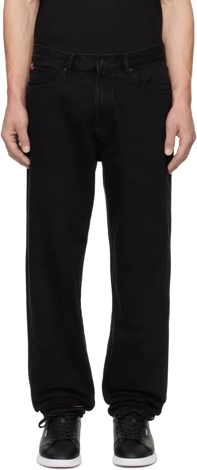 Hugo Boss Black Tapered-fit Jeans In 003-black
