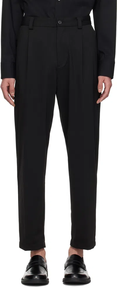 Hugo Boss Black Tapered Trousers In 001-black