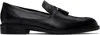 Hugo Boss Black Tassel Leather Loafers In 001-black