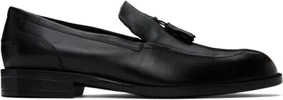 Hugo Boss Black Tassel Leather Loafers In 001-black