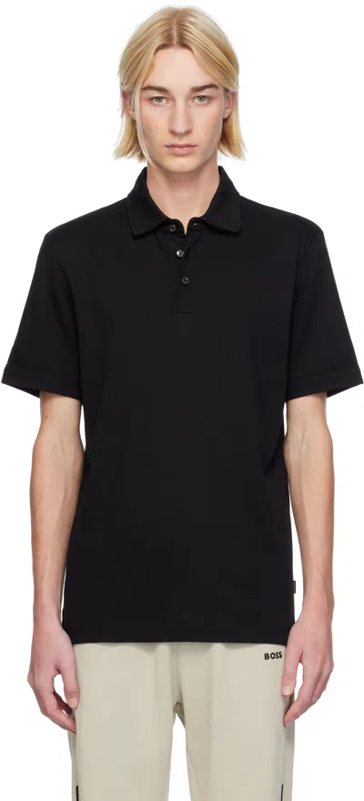 Hugo Boss Black Three-button Polo In 001-black