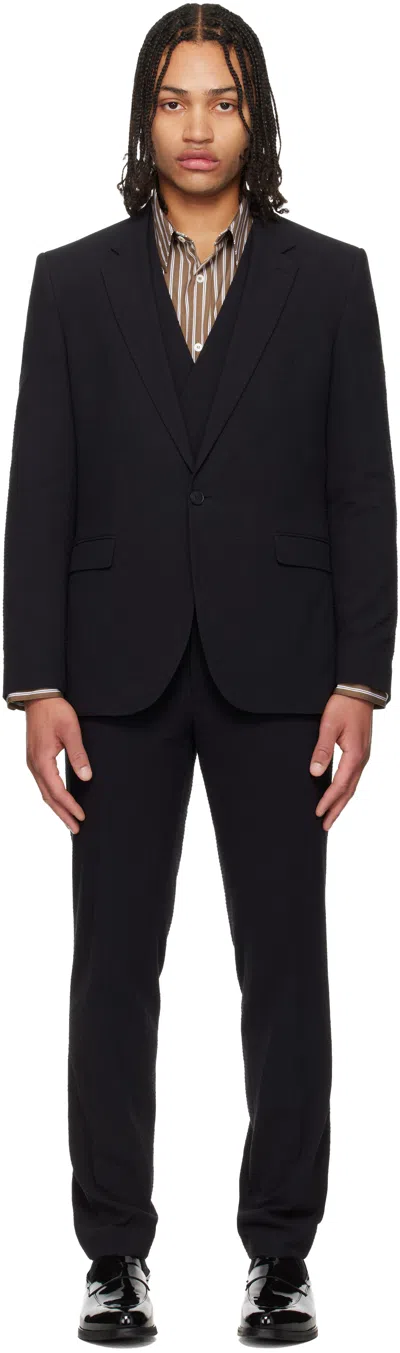 Hugo Boss Black Three-piece Extra-slim-fit Stretch-cotton Seersucker Suit