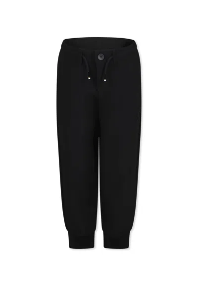 Hugo Boss Kids' Black Trousers Fo Boy With Logo