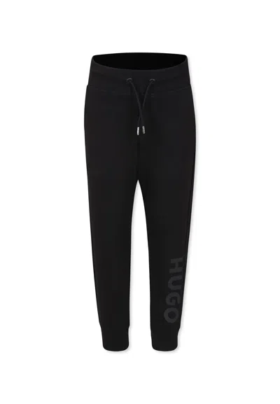 Hugo Boss Kids' Black Trousers For Boy With Logo