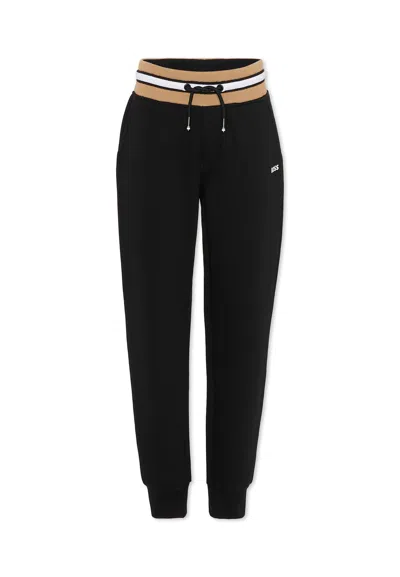 Hugo Boss Kids' Black Trousers For Boy With Logo