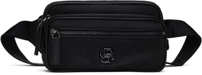 Hugo Boss Black Twill Double B Monogram Belt Bag In 001-black